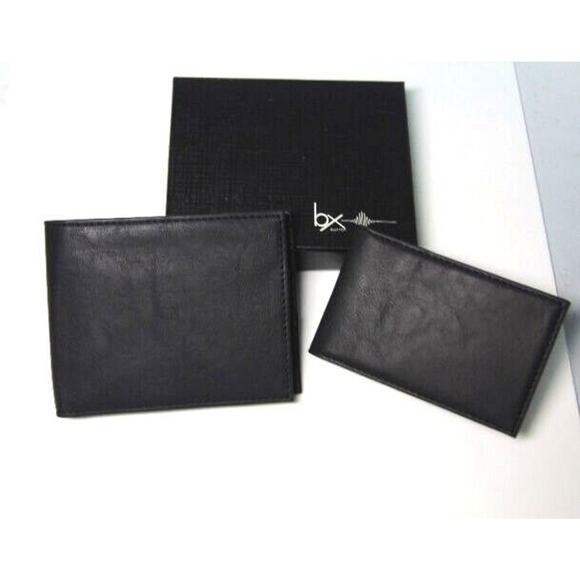 NEW Mens RFID Block BIFOLD WALLET +Removable PASSCASE Buxton Black Faux Leather - Picture 2 of 11